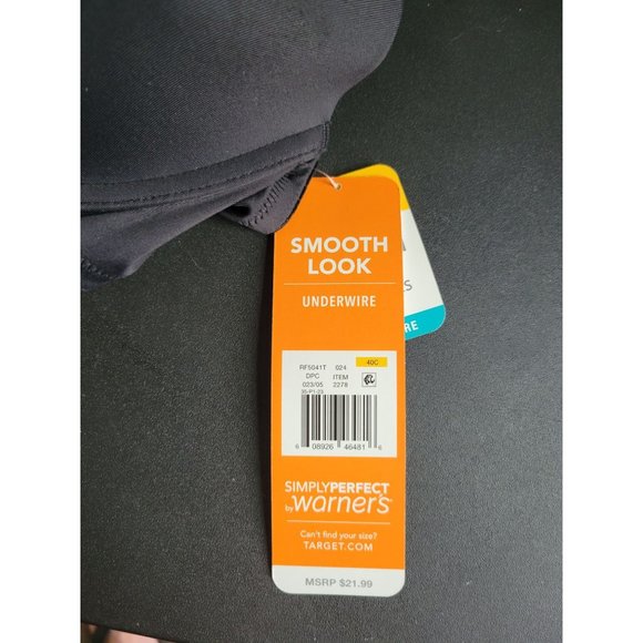 Simply Perfect by Warner's Women's Smooth Look Underwire Bra - Black 40C - Picture 4 of 6